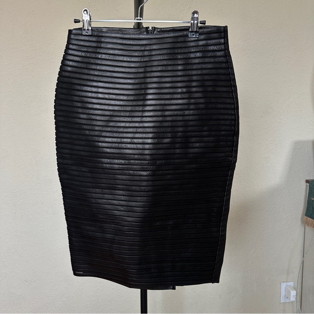 Vintage y2k Jean Claude Jitrois leather 2 piece set sleeveless top skirt size 40 - Picture 7 of 16